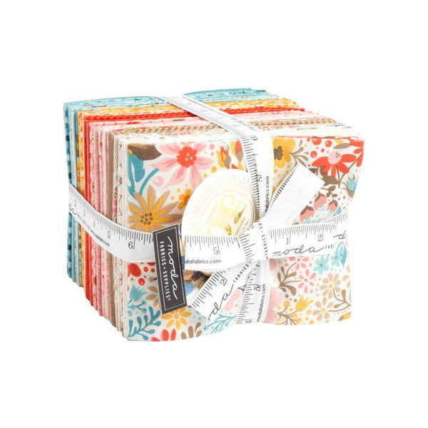 Image of the Sunday Brunch fat quarter bundle by BasicGrey for Moda Fabrics. Features floral fabric with floral patterns. 
Cute Little Fabric Shop