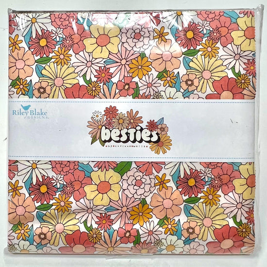 Image of the Besties 10 inch stacker by Corinne Wells for Riley Blake Designs. Features floral bright fabrics. 
Cute Little Fabric Shop