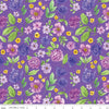 Image of the Wide Back Plum Petals Floral Violet quilting cotton fabric by Riley Blake Designs. Features flowers on a purple background. 
Cute Little Fabric Shop