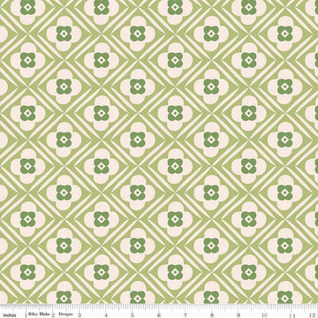 Image of the Bee Plaids Hugs Lettuce wide back quilting cotton fabric by Lori Holt for Riley Blake Designs. Features flowers on a green background. 
Cute Little Fabric Shop