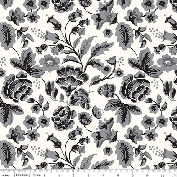 Image of the Wide Back Midnight Meadow Floral Cream quilting cotton fabric by My Minds Eye for Riley Blake Designs. Features floral fabrics on a cream background. 
Cute Little Fabric Shop