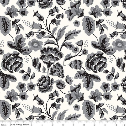 Image of the Wide Back Midnight Meadow Floral Cream quilting cotton fabric by My Minds Eye for Riley Blake Designs. Features floral fabrics on a cream background. 
Cute Little Fabric Shop
