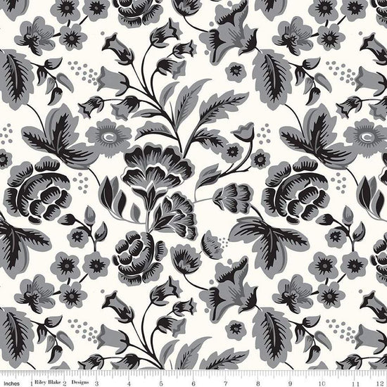 Image of the Wide Back Midnight Meadow Floral Cream quilting cotton fabric by My Minds Eye for Riley Blake Designs. Features floral fabrics on a cream background. 
Cute Little Fabric Shop