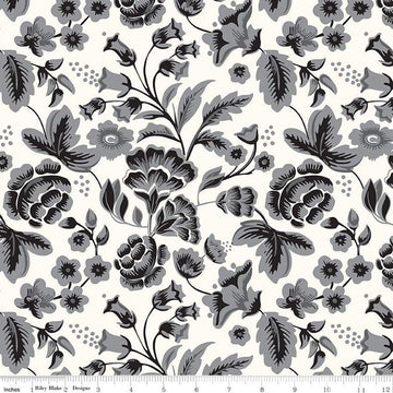 Image of the Wide Back Midnight Meadow Floral Cream quilting cotton fabric by My Minds Eye for Riley Blake Designs. Features floral fabrics on a cream background. 
Cute Little Fabric Shop