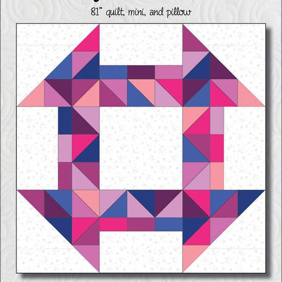 Image of the Cheeky Churn Dash quilt pattern by Kustom Kwilts for Riley Blake Designs. Features a large churn dash on a quilt. 
Cute Little Fabric Shop