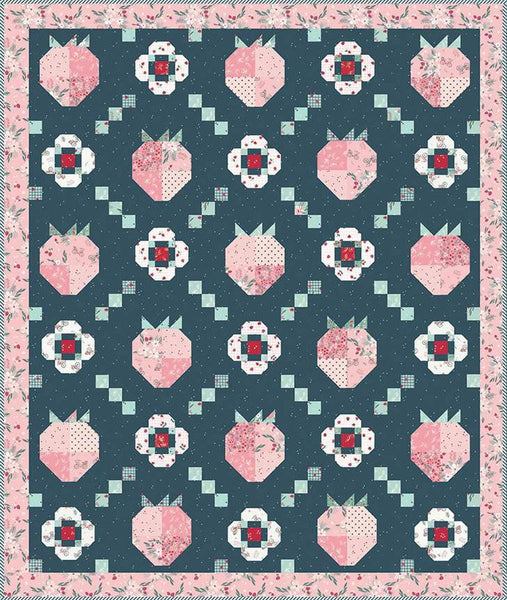 Image of the Berry Market quilt pattern by Beverly McCullough for Riley Blake Designs. Features strawberries on a quilt. 
Cute Little Fabric Shop