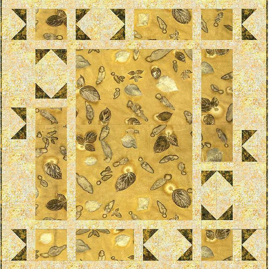 Image of the Expressions Batiks Express Yourself! Botanicals Starlight Quilt Kit Dark Vintage Green by Riley Blake Designs. Features a batik quilt. 
Cute Little Fabric Shop