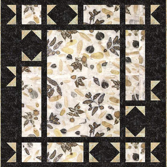 Image of the Expressions Batiks Express Yourself! Botanicals Starlight Quilt Kit Pebble Pastiche by Riley Blake Designs. Features a batik quilt. 
Cute Little Fabric Shop