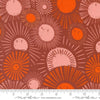 Image of the Things Above Sunrise Paved Brick quilting cotton fabric by Fancy That Design House for Moda Fabrics. Features flowers on a red background. Cute Little Fabric Shop