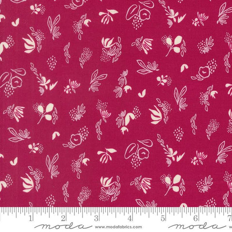 Image of the Things Above Sprinkles Pomegranate quilting cotton fabric by Fancy That Design House for Moda Fabrics. Features flowers on a pink background. Cute Little Fabric Shop