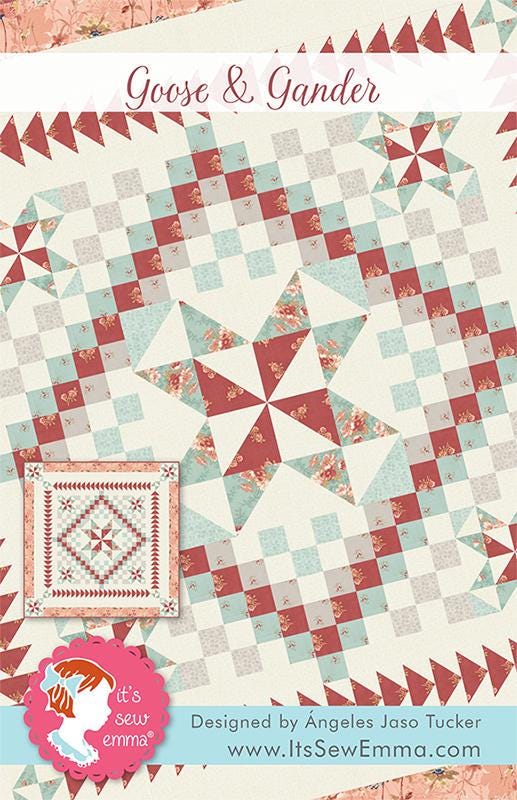 Image of the Goose & Gander quilt pattern by Its Sew Emma for Moda Fabrics. Features a star quilt. 
Cute Little Fabric Shop