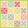 Image of the Piazza quilt pattern by Fig Tree Quilts for Moda Fabrics. Features a quilt with bright colors. 
Cute Little Fabric Shop