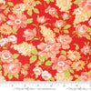 Image of the Portofino Florals Pomegranite quilting cotton fabric by Fig Tree Co for Riley Blake Designs. Features flowers on a red background. Cute Little Fabric Shop