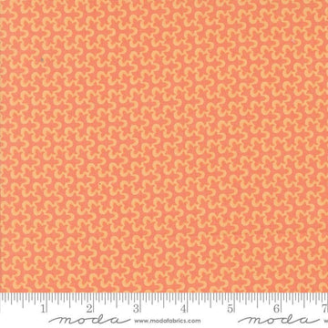 Image of the Portofino Tiles Shell quilting cotton fabric by Fig Tree Co for Riley Blake Designs. Features abstract swirls on an orange background. Cute Little Fabric Shop