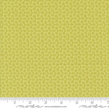 Image of the Portofino Tiles Picholine quilting cotton fabric by Fig Tree Co for Riley Blake Designs. Features abstract swirls on a green background. Cute Little Fabric Shop