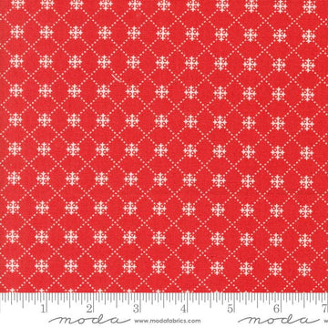 Image of the Portofino Crosses Pomegranite quilting cotton fabric by Fig Tree Co for Riley Blake Designs. Features plaid lines on a red background. Cute Little Fabric Shop