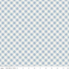 Image of the Freedom Garden Gingham Sky quilting cotton fabric by My Mind's Eye for Riley Blake Designs. Features gingham on blue background. Cute Little Fabric Shop
