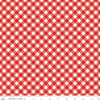 Image of the Freedom Garden Gingham Red quilting cotton fabric by My Mind's Eye for Riley Blake Designs. Features gingham on red background. Cute Little Fabric Shop