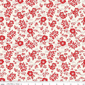 Image of the Freedom Garden Medium Floral White quilting cotton fabric by My Mind's Eye for Riley Blake Designs. Features flowers on a white background. Cute Little Fabric Shop
