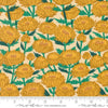 Image of the Love Letter Florals Sand quilting cotton fabric by Lizzy House for Moda Fabrics. Features swans on a yellow background. Cure Little Fabric Shop