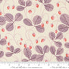 Image of the Love Letter Strawberry Eggshell quilting cotton fabric by Lizzy House for Moda Fabrics. Features strawberries on a cream background. Cure Little Fabric Shop
