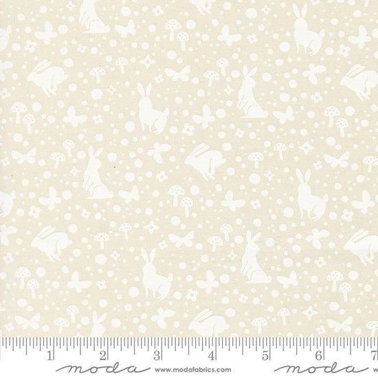 Image of the Love Letter Wonder Eggshell White quilting cotton fabric by Lizzy House for Moda Fabrics. Features novelty animals on a cream background. Cure Little Fabric Shop