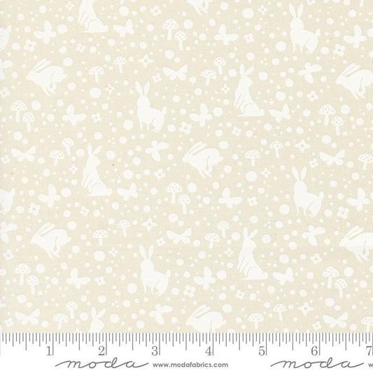 Image of the Love Letter Wonder Eggshell White quilting cotton fabric by Lizzy House for Moda Fabrics. Features novelty animals on a cream background. Cure Little Fabric Shop