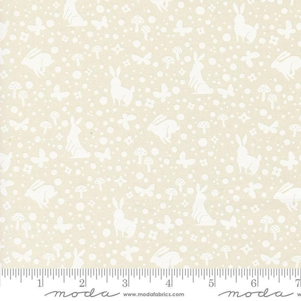 Image of the Love Letter Wonder Eggshell White quilting cotton fabric by Lizzy House for Moda Fabrics. Features novelty animals on a cream background. Cure Little Fabric Shop