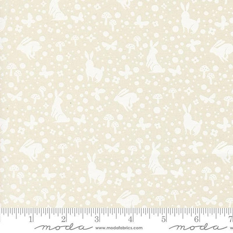 Image of the Love Letter Wonder Eggshell White quilting cotton fabric by Lizzy House for Moda Fabrics. Features novelty animals on a cream background. Cure Little Fabric Shop