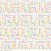 Image of the Pretty Kitty™ Kitty Talk White quilting cotton fabric by Doodlebug Design Inc for Riley Blake Designs. Features words on a white background. Cute Little Fabric Shop