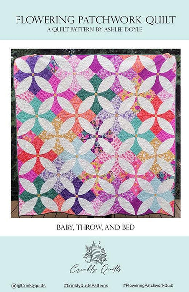 Image of the Flowering Patchwork quilt pattern by Crinkly Quilts by Moda Fabrics. Features a circle pattern on a quilt.
Cute Little Fabric Shop