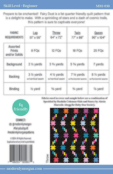 Image of the Fairy Dust quilt pattern by Morgan McCollough for Moda Fabrics. Features stars on a quilt.
Cute Little Fabric Shop