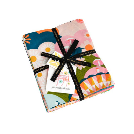 Image of the Carousel fat quarter bundle by Ruby Star Society for Moda Fabrics. Features bright colored fabrics. 
Cute Little Fabric Shop