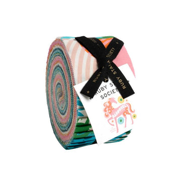 Image of the Carousel rolie polie by Ruby Star Society for Moda Fabrics. Features bright colored fabrics. 
Cute Little Fabric Shop