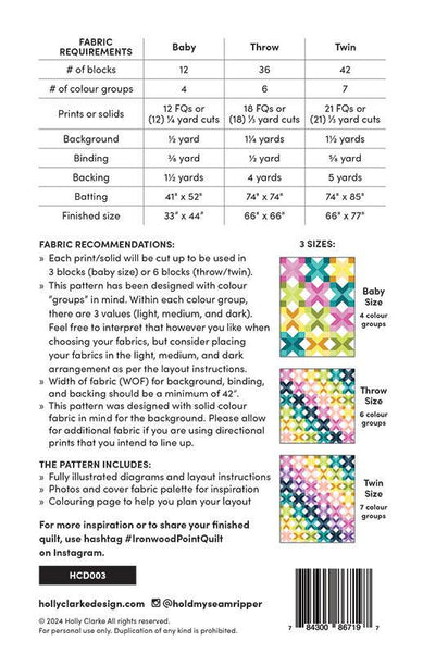 Image of the 
Ironwood Point quilt pattern by Holly Clarke for Moda Fabrics. Features the fabric requirements.
Cute Little Fabric Shop