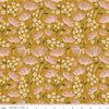 Blush 'n Butterscotch Main Butterscotch quilting cotton fabric by Simple Simon & Company for Riley Blake Designs. Features flowers on a gold background. Cute Little Fabric Shop