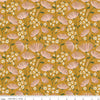Blush 'n Butterscotch Main Butterscotch quilting cotton fabric by Simple Simon & Company for Riley Blake Designs. Features flowers on a gold background. Cute Little Fabric Shop