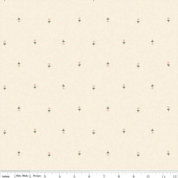 Blush 'n Butterscotch Tulips Cream quilting cotton fabric by Simple Simon & Company for Riley Blake Designs. Features striped clouds on a cream background. Cute Little Fabric Shop