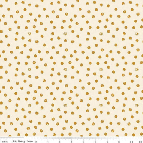 Blush &#39;n Butterscotch Dots Cream quilting cotton fabric by Simple Simon & Company for Riley Blake Designs. Features small dots on a cream background. Cute Little Fabric Shop