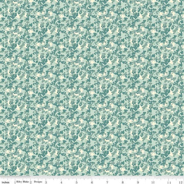 Image of the New Beginnings Blossoms Mist quilting cotton fabric by Riley Blake Designs. Features flowers on a green background. Cute Little Fabric Shop