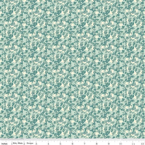 Image of the New Beginnings Blossoms Mist quilting cotton fabric by Riley Blake Designs. Features flowers on a green background. Cute Little Fabric Shop