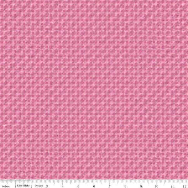 Image of the Precious Petites Gingham Pink quilting cotton fabric by Gerri Robinson for Riley Blake Designs. Features gingham on a pink background. Cute Little Fabric Shop