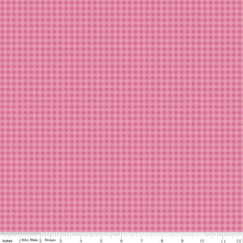 Image of the Precious Petites Gingham Pink quilting cotton fabric by Gerri Robinson for Riley Blake Designs. Features gingham on a pink background. Cute Little Fabric Shop