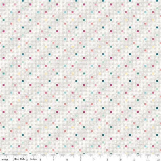 Image of the Precious Petites Gingham Confetti quilting cotton fabric by Gerri Robinson for Riley Blake Designs. Features gingham on a white background. Cute Little Fabric Shop