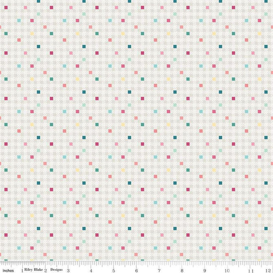 Image of the Precious Petites Gingham Confetti quilting cotton fabric by Gerri Robinson for Riley Blake Designs. Features gingham on a white background. Cute Little Fabric Shop
