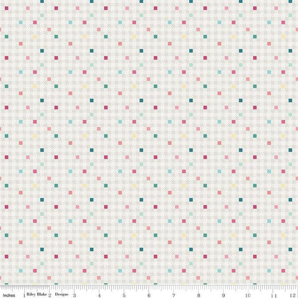 Image of the Precious Petites Gingham Confetti quilting cotton fabric by Gerri Robinson for Riley Blake Designs. Features gingham on a white background. Cute Little Fabric Shop