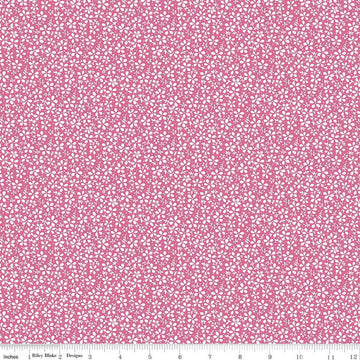 Image of the Precious Petites Daisies Magenta quilting cotton fabric by Gerri Robinson for Riley Blake Designs. Features flowers on a pink background. Cute Little Fabric Shop