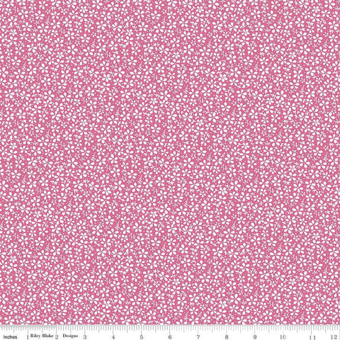 Image of the Precious Petites Daisies Magenta quilting cotton fabric by Gerri Robinson for Riley Blake Designs. Features flowers on a pink background. Cute Little Fabric Shop