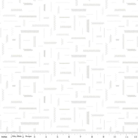 Image of the Lights On 2 In Stitches quilting cotton fabric by Riley Blake Designs. Features a low volume fabric. Cute Little Fabric Shop