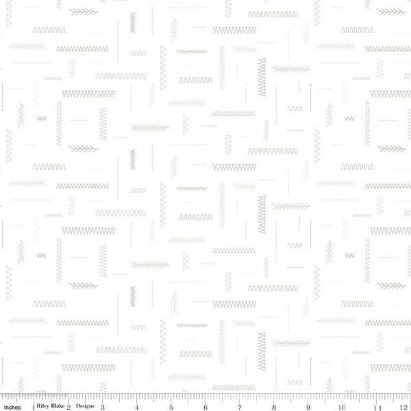 Image of the Lights On 2 In Stitches quilting cotton fabric by Riley Blake Designs. Features a low volume fabric. Cute Little Fabric Shop